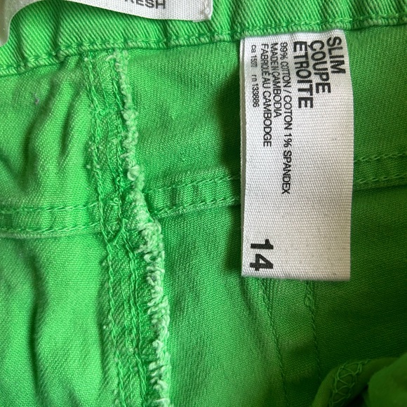 Joe Fresh Slim Green Jeans: Size 14 - Picture 3 of 3
